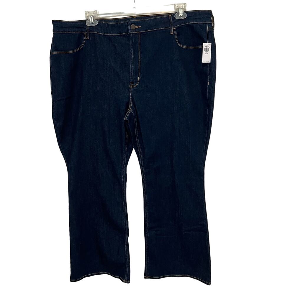 NEW Old Navy Wow Flare Jeans Womens 24 SHORT Dark Blue High Rise Stretch Cowgirl